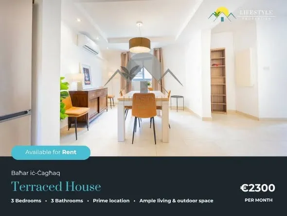 Baħar iċ-Ċagħaq 3 Double Bedroom Semi Detached Terraced House