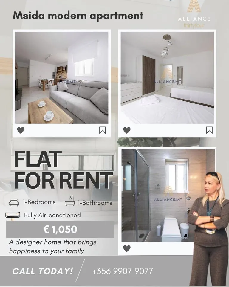 Refurbished 1-bedroom apartment in Msida