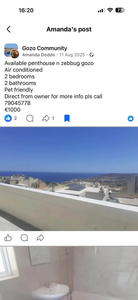 2 bedroom apartment in Żebbuġ, Gozo